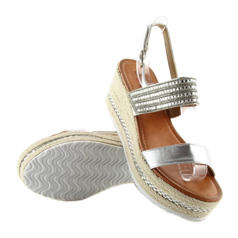 Sandali espadrillas argento GG-5 con zeppa grigio 1