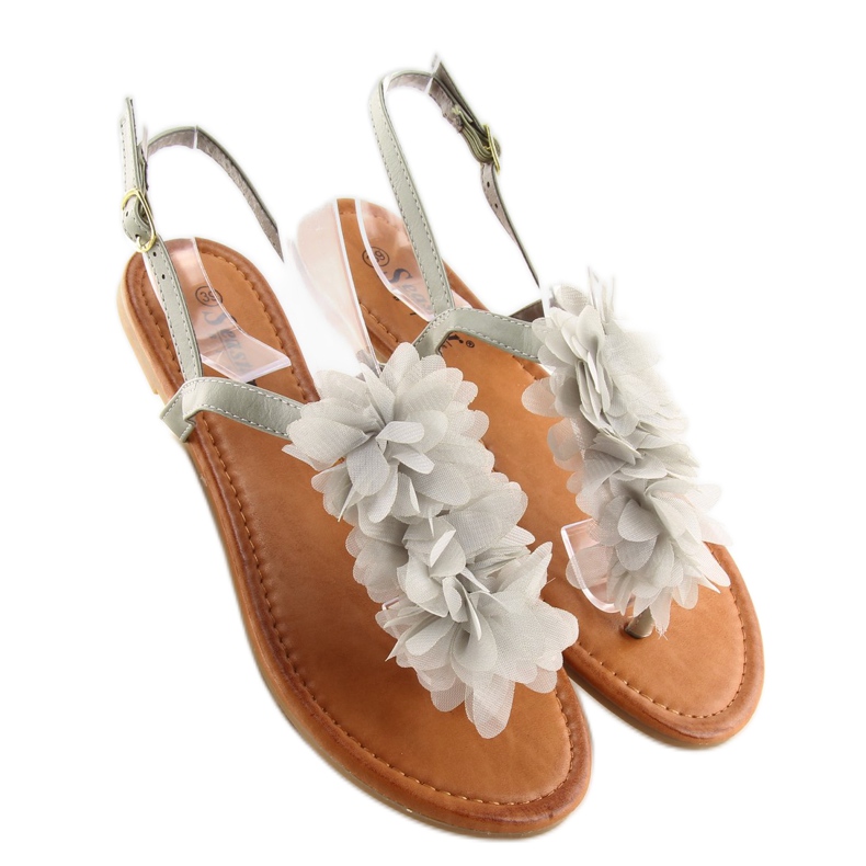 Sandali con fiori grigio CK36P grigio 1