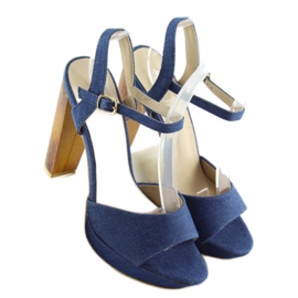 Sandali in denim su palo blu 9833 1