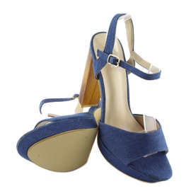 Sandali in denim su palo blu 9833 2