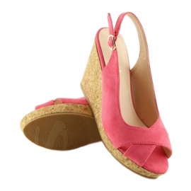 Sandali con zeppa in sughero rosa 6421 rosa giallo 1