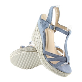 Sandali, espadrillas con zeppa, blu 680-30 Blu 2