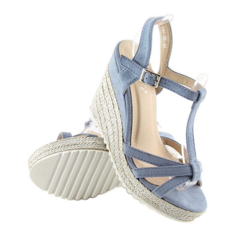 Sandali, espadrillas con zeppa, blu 680-30 Blu 2
