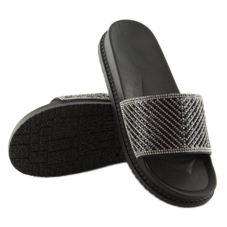 Ciabatte nere con zirconi 966 Black nero 2
