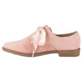 Scarpe con nastro di raso rosa 1
