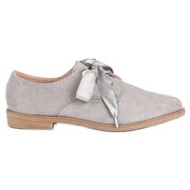 Scarpe con nastro di raso grigio 1