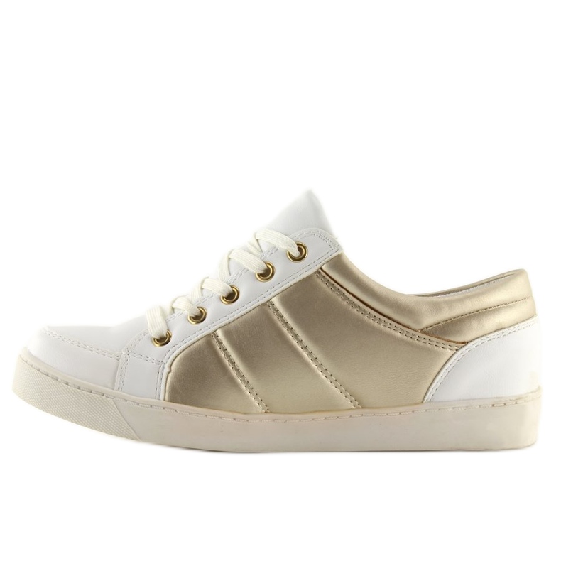Sneakers Chanelki Y612-41 Bianco bianco e oro giallo 2