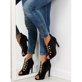 Décolleté open toe in velluto 1129 Nero 1