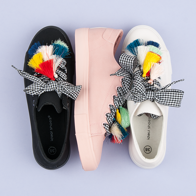 Ideal Shoes Sneakers rosa con frange 1