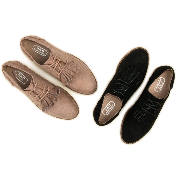 Scarpe boho in pelle scamosciata allacciate nero 1