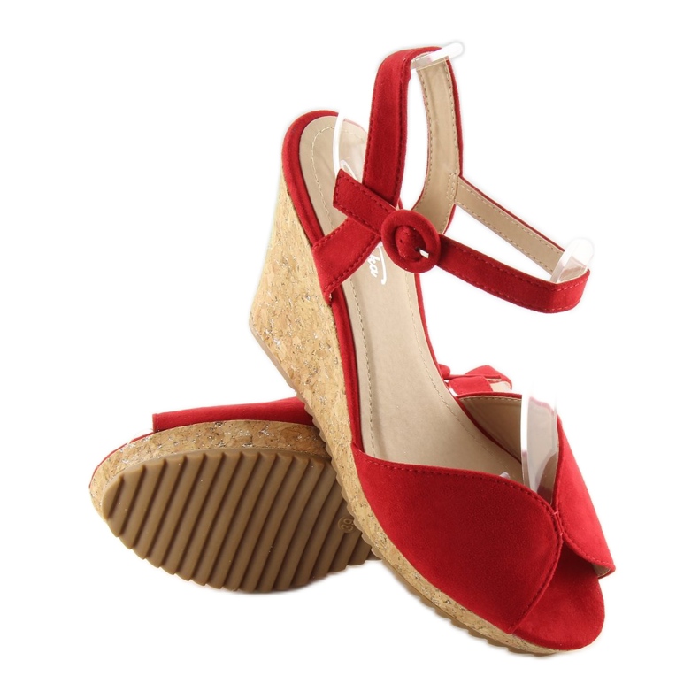 Sandali rossi su zeppa in sughero 3811 rosso 1