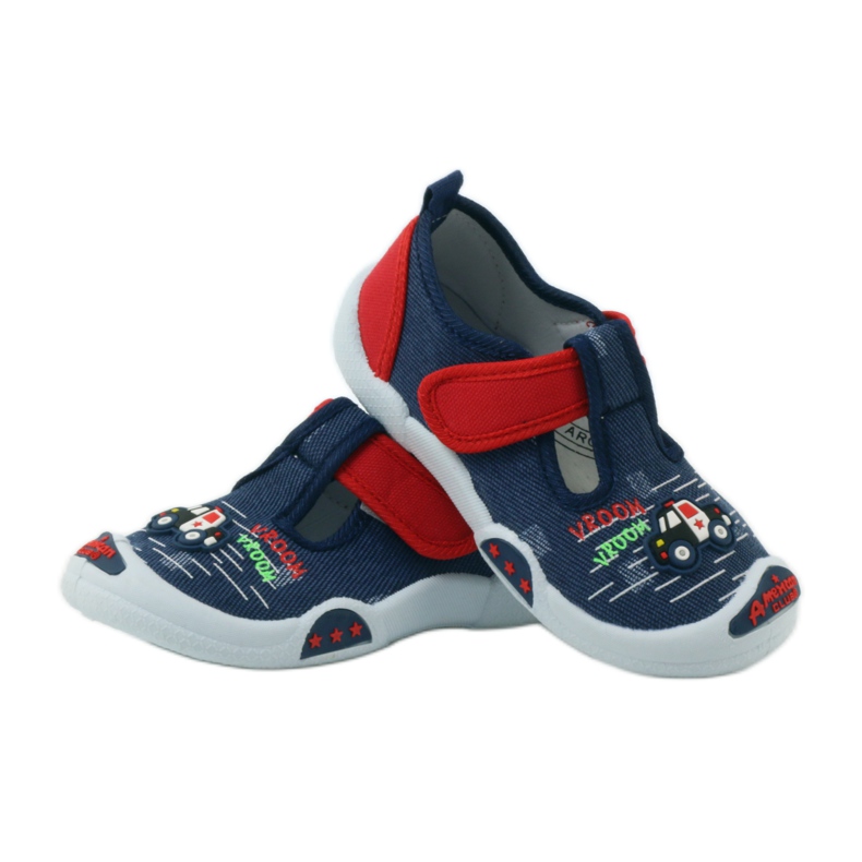 American Club Scarpe da ginnastica americane per bambini sottopiede in pelle rosso blu navy 3