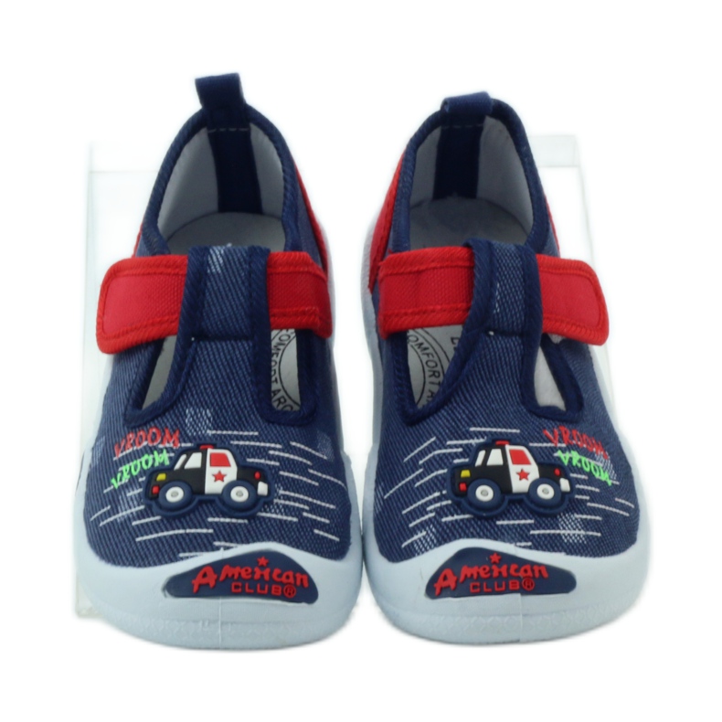 American Club Scarpe da ginnastica americane per bambini sottopiede in pelle rosso blu navy 4