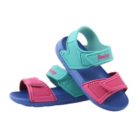 Sandali da bambino blu American Club per acqua 6631 verde rosa 3