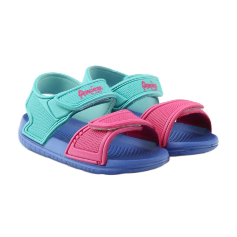 Sandali da bambino blu American Club per acqua 6631 verde rosa 4