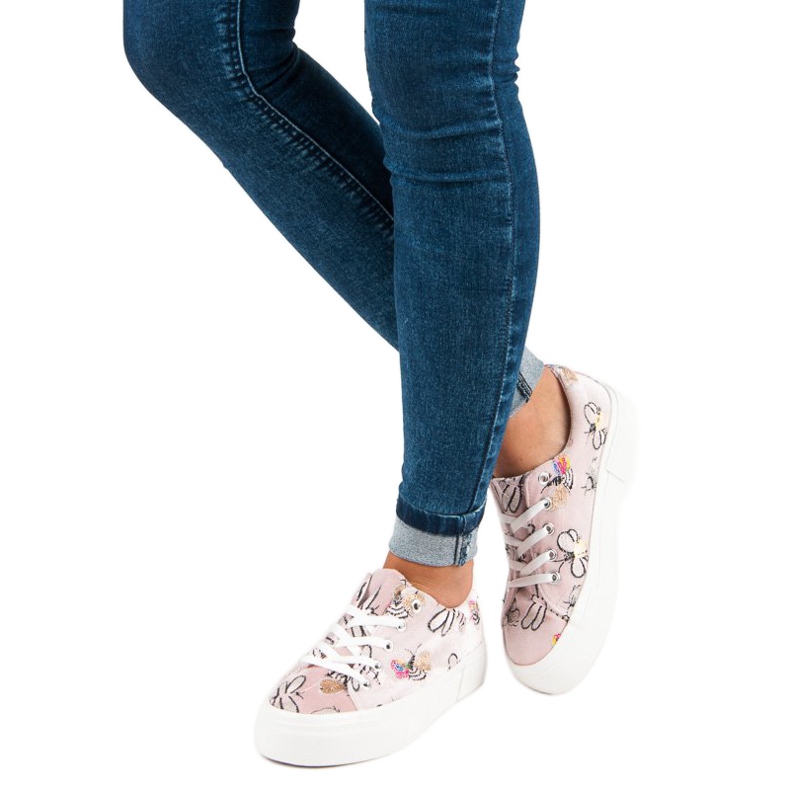 Kylie Sneakers In Velluto Sulla Piattaforma bianca rosa 1