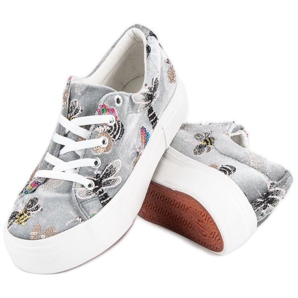 Kylie Sneakers In Velluto Sulla Piattaforma grigio 1