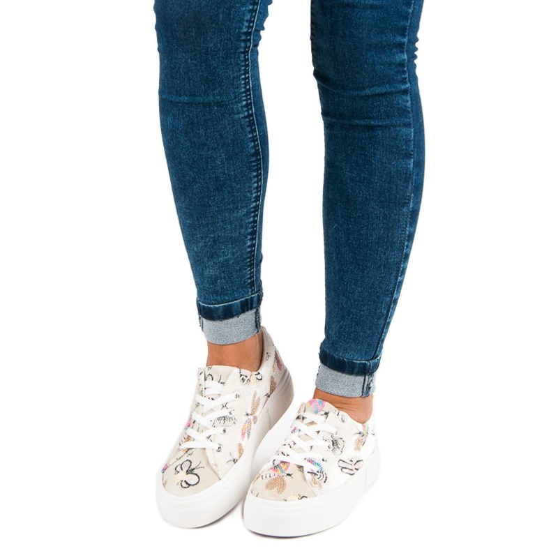 Kylie Sneakers In Velluto Sulla Piattaforma beige 1
