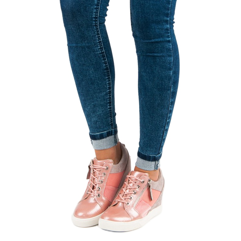 Kylie Sneaker alla moda con zeppa rosa 2