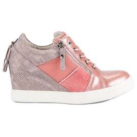 Kylie Sneaker alla moda con zeppa rosa 1