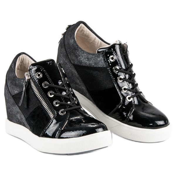 Kylie Sneaker alla moda con zeppa nero 1