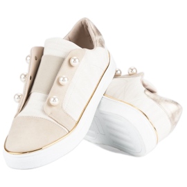 American Club Sneakers da donna con perle beige 1