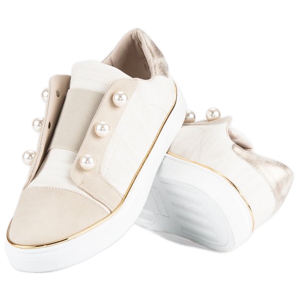American Club Sneakers da donna con perle beige 1
