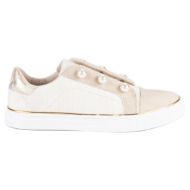 American Club Sneakers da donna con perle beige 2