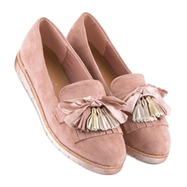 Bestelle Mocassini in camoscio con frange rosa 1