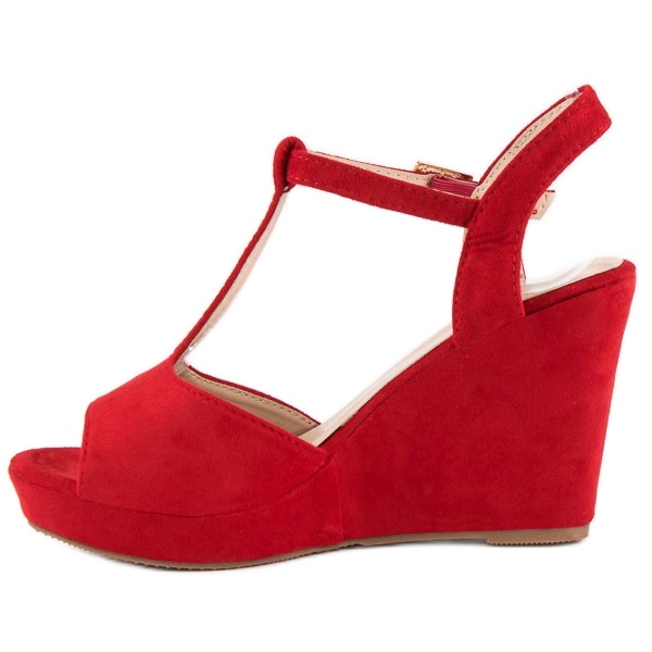 Bella Star Sandali con zeppa in camoscio rosso 1