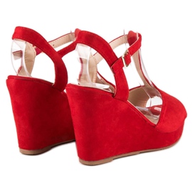 Bella Star Sandali con zeppa in camoscio rosso 2