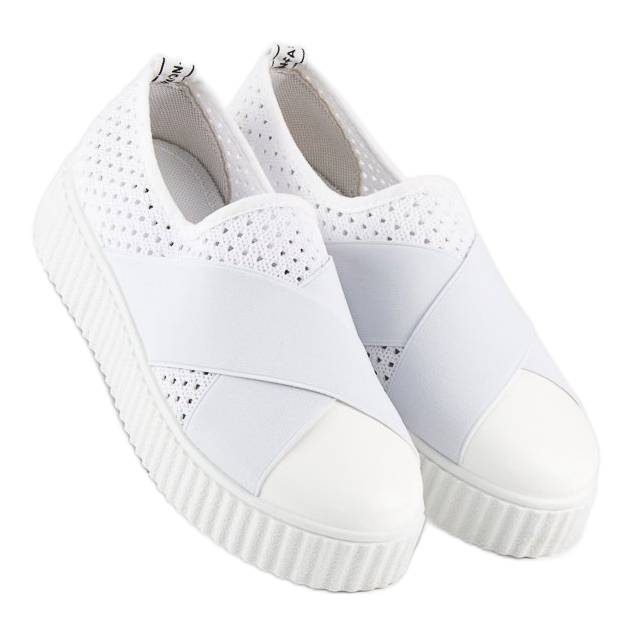 Sneakers creepers traforate bianco 1