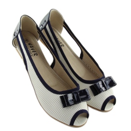 Ballerine open toe bianche D314 WHITE / NAVY bianco 1