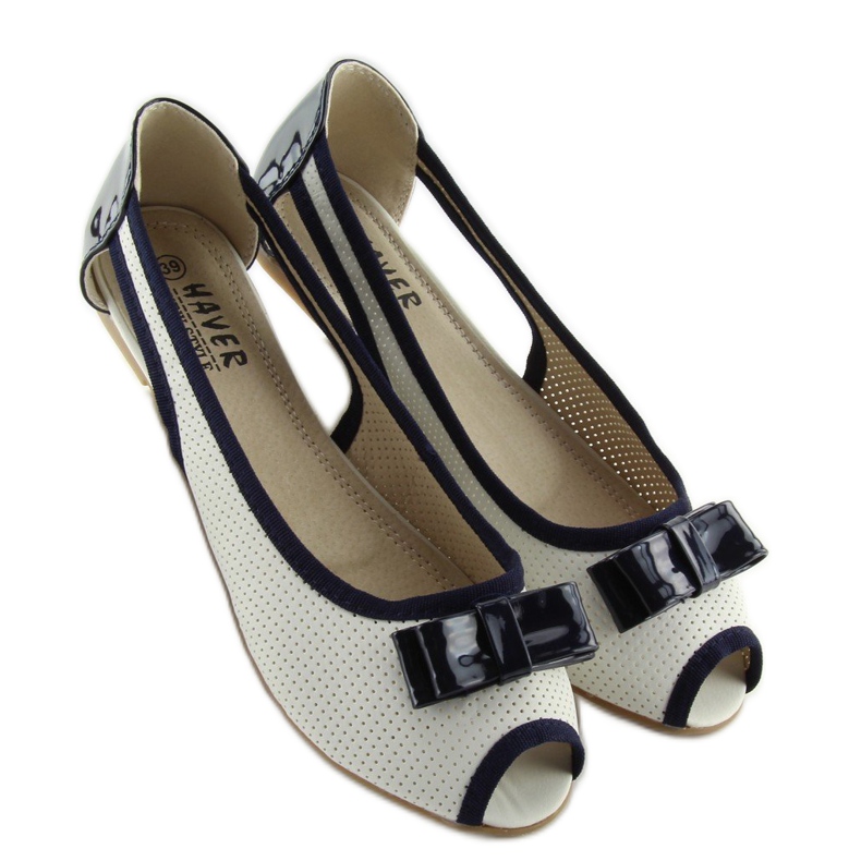 Ballerine open toe bianche D314 WHITE / NAVY bianca 1