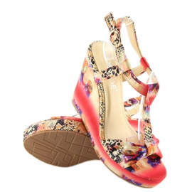 Sandali con zeppa in raso 903 rosso 2