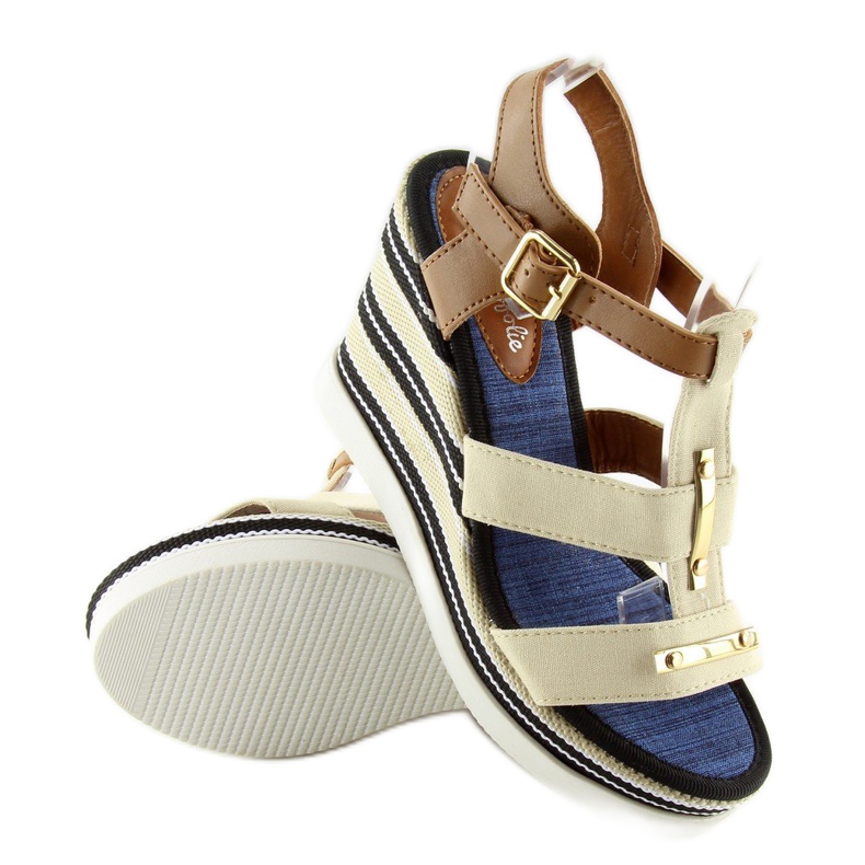 Sandali con zeppa beige YQ05 Beige 1