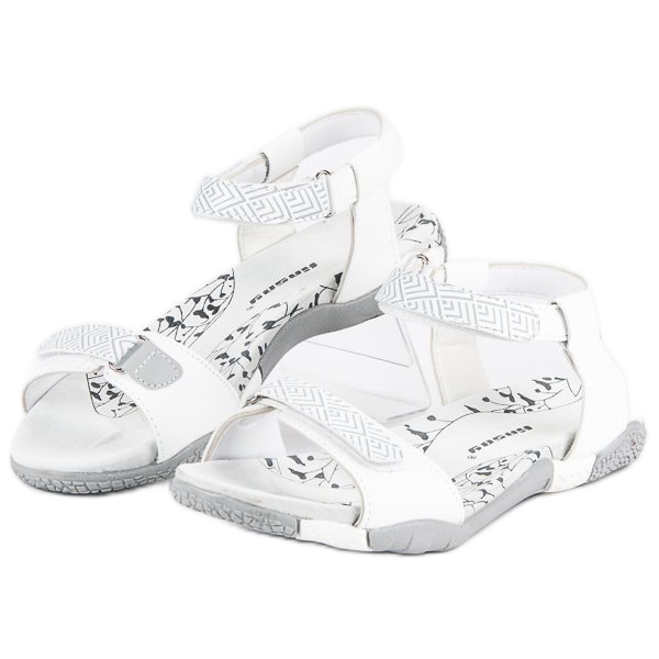 Hasby Sandali piatti con velcro bianco 1