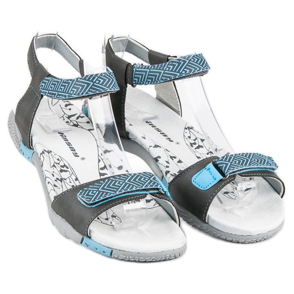 Hasby Sandali piatti con velcro grigio 2