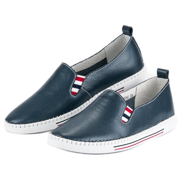 Filippo Slip-on in pelle blu navy 2