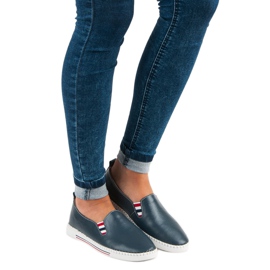 Filippo Slip-on in pelle blu navy 1