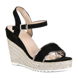 Erynn Comode espadrillas con zeppa nero grigio 1