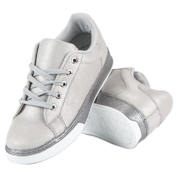 Sneakers allacciate argento grigio 2
