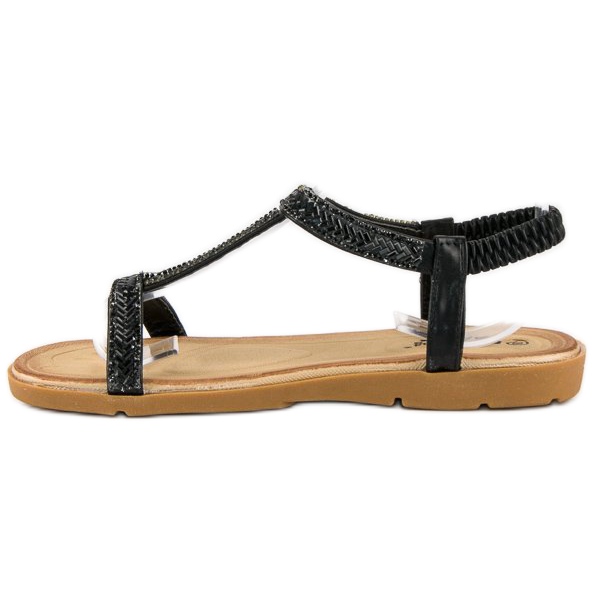 Fama Sandali neri con elastico nero 1