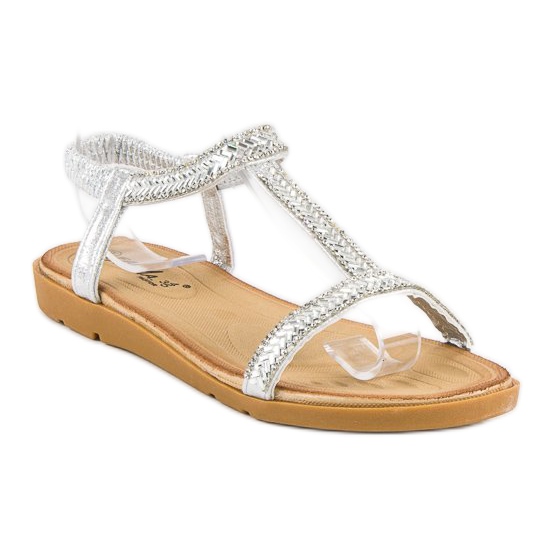 Fama Sandali argento con elastico grigio 1