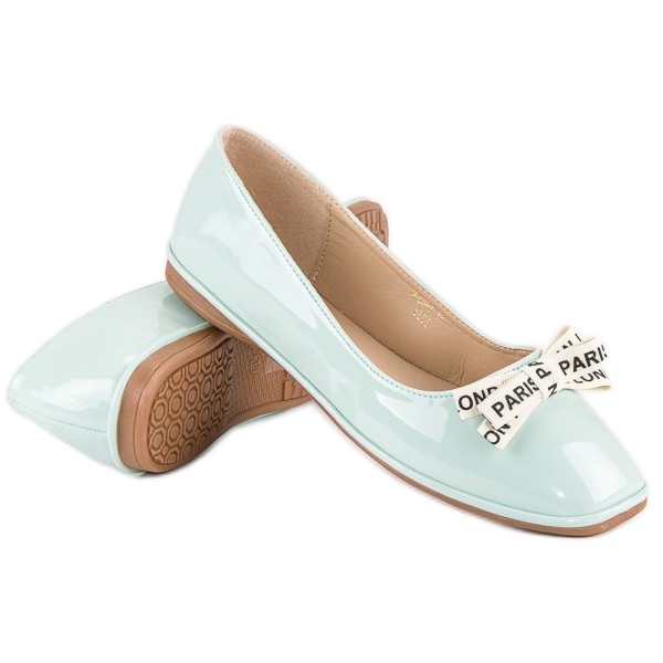 Ideal Shoes Ballerine laccate menta verde 2