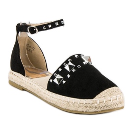 Sandali espadrillas piatti nero 1