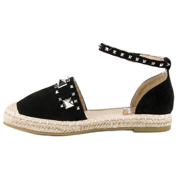 Sandali espadrillas piatti nero 2