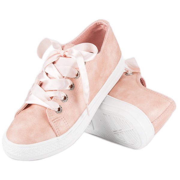 Sneaker alla moda con rilegatura rosa 2