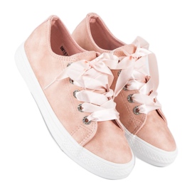 Sneaker alla moda con rilegatura rosa 1