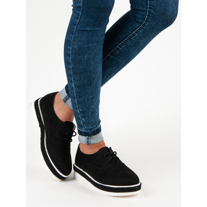 Erynn Scarpe stringate in pelle scamosciata nero 1